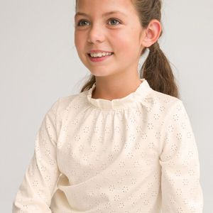 T-shirt met lange mouwen, in blousestijl LA REDOUTE COLLECTIONS. Katoen materiaal. Maten 12 jaar - 150 cm. Beige kleur