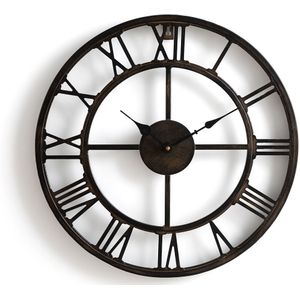 Horloge in metaal Ø40 cm, Zivos SO'HOME.  materiaal. Maten één maat. Kastanje kleur