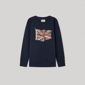 Sweater met ronde hals Union Jack PEPE JEANS. Katoen materiaal. Maten 8 jaar - 126 cm. Blauw kleur