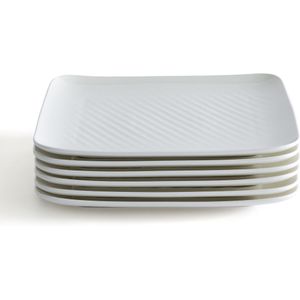 Set  van 4 platte borden in porselein, Veldi LA REDOUTE INTERIEURS. Porselein materiaal. Maten één maat. Wit kleur