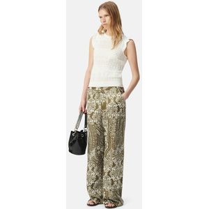 IKKS - Broek met Wijde Pijpen - Groen - Grafische Print - Viscose