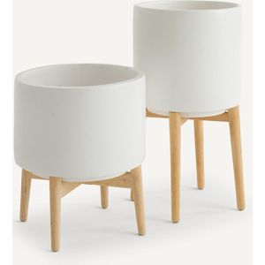 Florian AM.PM. Bloempot - Wit - Keramiek - Hevea Op Poot