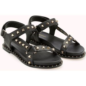 Platte sandalen in leer Hinata COSMOPARIS. Leer materiaal. Maten 36. Zwart kleur