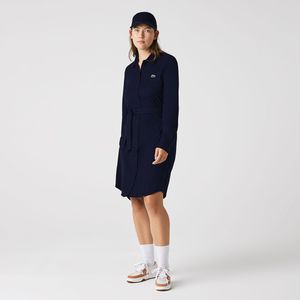 Hemdjurk met knoopsluiting en afneembare ceintuur LACOSTE. Katoen materiaal. Maten 44 FR - 42 EU. Blauw kleur