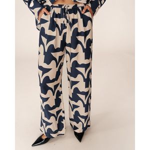 GRACE & MILA - Broek - Marineblauw - Viscose - Rechte Pijpen