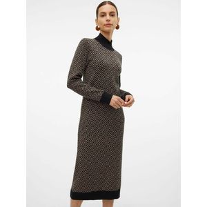 Jurk in tricot, grafisch motief VERO MODA. Viscose materiaal. Maten S. Zwart kleur