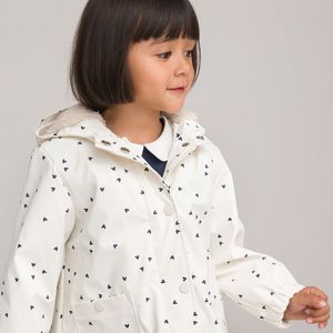 Parka in gummi met kap, hartenprint LA REDOUTE COLLECTIONS. Polyester materiaal. Maten 3 jaar - 94 cm. Beige kleur