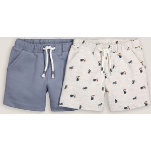 Set van 2 shorts in molton LA REDOUTE COLLECTIONS. Katoen materiaal. Maten 9 mnd - 71 cm. Blauw kleur