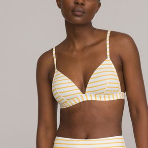 Triangel bikini-BH, gestreept LA REDOUTE COLLECTIONS.  materiaal. Maten 46 FR - 44 EU. Geel kleur