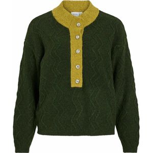 Tweekleurige trui met knoopsluiting VILA. Polyester materiaal. Maten S. Groen kleur
