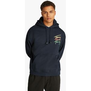 TOMMY JEANS - Hoodie - Blauw - Katoen - Logo op de Rug
