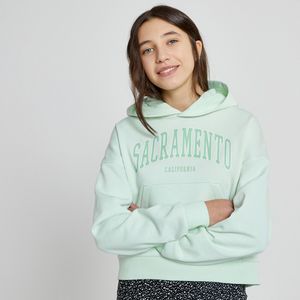 Cropped hoodie in molton LA REDOUTE COLLECTIONS. Geruwd molton materiaal. Maten XXXS. Groen kleur