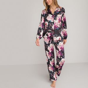 Pyjama in satijn, bloemenprint LA REDOUTE COLLECTIONS. Polyester materiaal. Maten 50 FR - 48 EU. Andere kleur