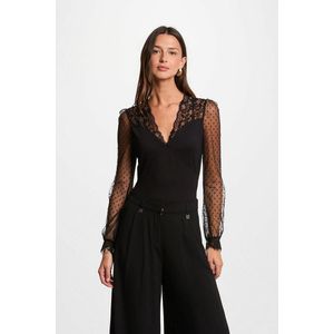 MORGAN - Body met Lange Mouwen - Zwart - Viscose Materiaal