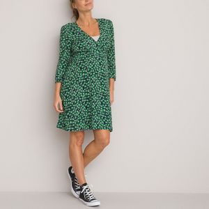 Jurk voor zwangerschap, wikkelmodel LA REDOUTE COLLECTIONS. Viscose materiaal. Maten 46 FR - 44 EU. Zwart kleur