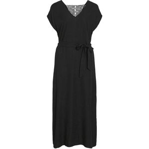 VILA - Lange Jurk - Zwart - Viscose - Wijd Uitlopend