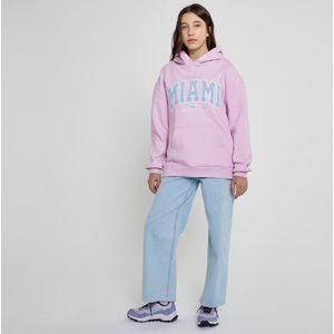 Oversized hoodie in molton LA REDOUTE COLLECTIONS. Geruwd molton materiaal. Maten XXS. Roze kleur