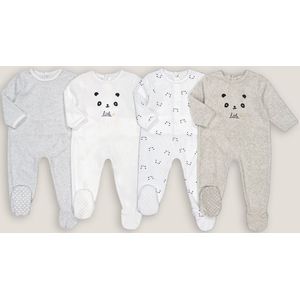 Set van 4 pyjama's in fluweel LA REDOUTE COLLECTIONS. Fluweel materiaal. Maten 3 mnd - 60 cm. Wit kleur