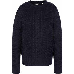 Trui met ronde hals in grof tricot SCHOTT. Wol materiaal. Maten L. Blauw kleur