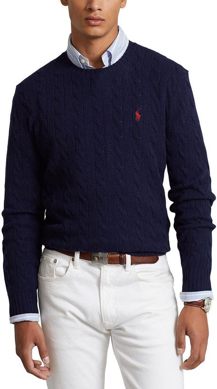 POLO RALPH LAUREN - Gebreide Trui - Marineblauw - Wol en Kasjmier