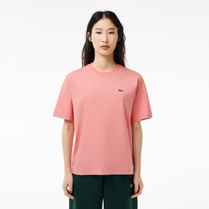 T-shirt met ronde hals LACOSTE. Katoen materiaal. Maten 44 FR - 42 EU. Roze kleur