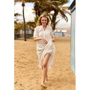 LA PETITE ETOILE - REYA - Halflange Jurk - Wit - Katoen