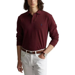 Polo Ralph Lauren - Slim Fit Polo - Bordeaux Rood - Lange Mouwen - Katoen