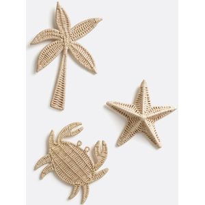 Omio - Wanddecoraties - Beige - Rotan - Set van 3