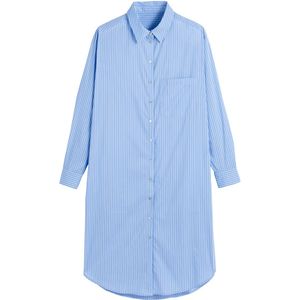Gestreepte hemdjurk, lange mouwen LA REDOUTE COLLECTIONS. Katoen materiaal. Maten XS. Blauw kleur