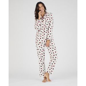 DAMART - Pyjama - Beige - Katoenen Flanel - Lange Mouwen