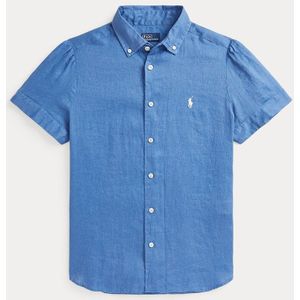 Linnen shirt met korte mouwen en gerimpelde details POLO RALPH LAUREN. Linnen materiaal. Maten XL. Blauw kleur