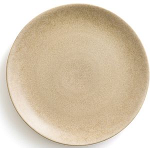 Set van 4 platte borden in mat geëmailleerd aardewerk, Titus AM.PM. Zandsteen materiaal. Maten één maat. Kastanje kleur