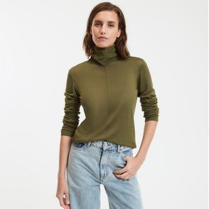 LA REDOUTE COLLECTIONS - Trui - Kakigroen - Fijn Tricot met Rolkraag
