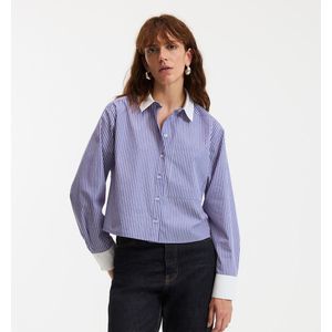 LA REDOUTE COLLECTIONS - Gestreept Overhemd - Blauw - Katoen - Kort Los Zittend Model