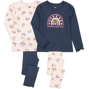 Set van 2 pyjama's, regenboog motief LA REDOUTE COLLECTIONS. Katoen materiaal. Maten 10 jaar - 138 cm. Blauw kleur