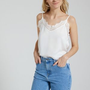 IKKS - Caraco - Ecru - Polyester - Smalle Schouderbandjes