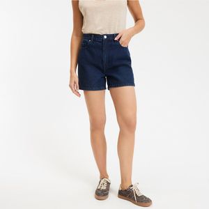 LA REDOUTE COLLECTIONS - Short - Ruw Blauw - Hoge Taille - Katoen