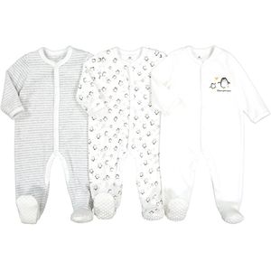 Set van 3 pyjama's in fluweel LA REDOUTE COLLECTIONS. Fluweel materiaal. Maten 0 mnd - 50 cm. Wit kleur