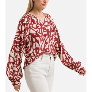 JDY - Bedrukte Blouse - Rood - Lange Mouwen - Viscose