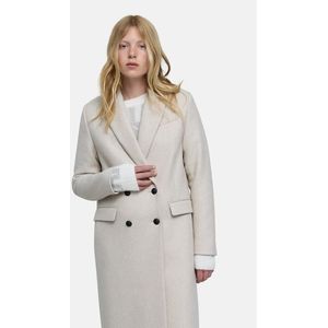 IKKS - Lange Jas - Ivoor - Wolmateriaal - Knoopsluiting