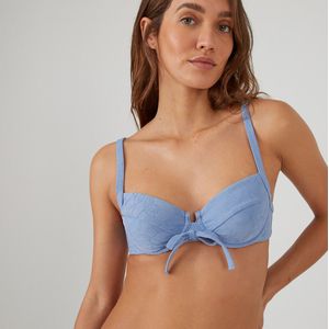 Bikini-BH met softings, getextureerd tricot LA REDOUTE COLLECTIONS.  materiaal. Maten 95D FR - 80D EU. Blauw kleur