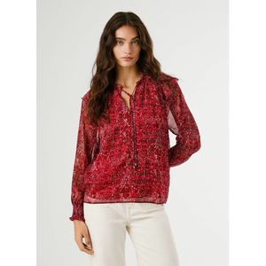 Pepe Jeans - PL3051270 - Blouse - Rood - Casual - Katoen - Lange Mouwen