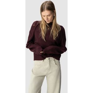 Wollen trui met opstaande kraag en lange opengewerkte mouwen IKKS. Wol materiaal. Maten S. Roze kleur