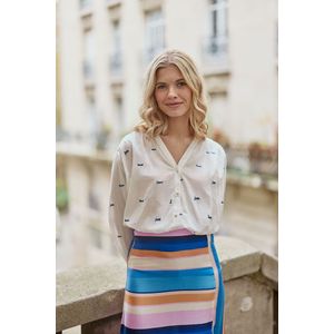 LA PETITE ÉTOILE - BOLIA - Blouse - Ecru/Blauw - Katoen
