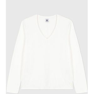 PETIT BATEAU - T-shirt Le Droit - Lange Mouwen - V-hals - Wit