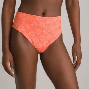 Bikinislip, hoge taille, in badstof LA REDOUTE COLLECTIONS.  materiaal. Maten 44 FR - 42 EU. Oranje kleur