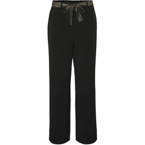 Rechte broek met strikceintuur VERO MODA. Polyester materiaal. Maten S. Zwart kleur