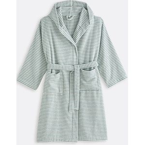 Malo - Badjas met Kap - Bouclé Badstof - Celadon - 100% Katoen