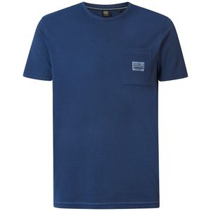 Effen T-shirt met ronde hals PETROL INDUSTRIES. Katoen materiaal. Maten 3XL. Blauw kleur