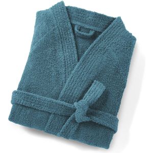 Badjas in badstof, kimono kraag 450g/m², Haxel LA REDOUTE INTERIEURS.  materiaal. Maten 42/44. Blauw kleur